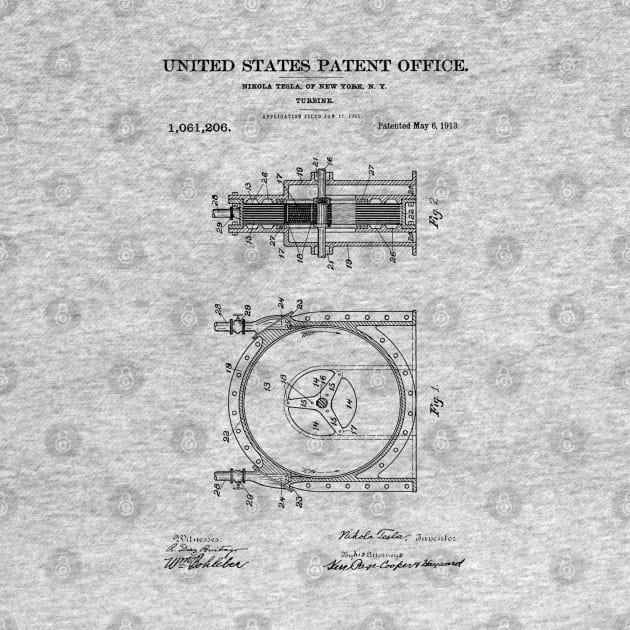 Tesla Turbine Patent Black by Luve